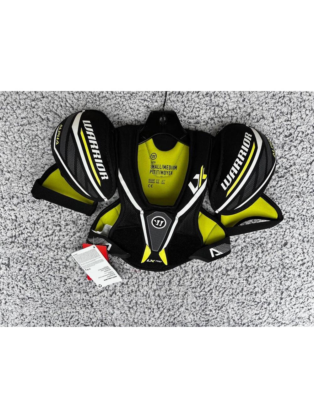 Warrior Alpha LX Pro Youth Hockey Shoulder Pads Small Medium Black Yellow